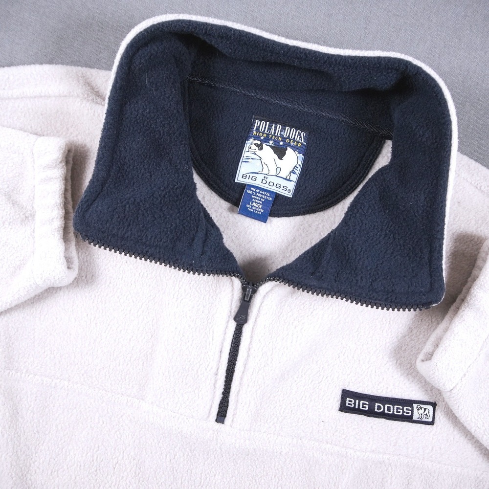 Vintage Big Dogs 1/4 Zip Polar Dogs High Tech Gear Men L Fleece Pullover Sweater